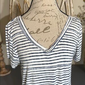 Max Jeans Blue and White Striped Short Sleeve Tee